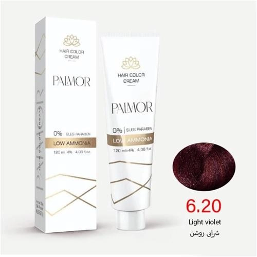 رنگ موی پالمور شماره 6.20 حجم 120 میلی لیتر رنگ شرابی روشن