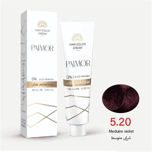 رنگ موی پالمور شماره 5.20 حجم 120 میلی لیتر رنگ شرابی متوسط