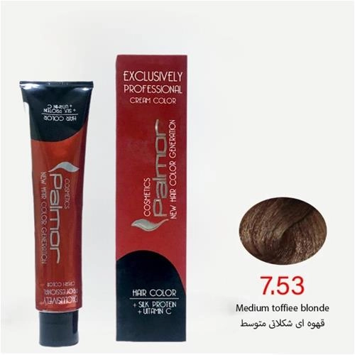 رنگ مو پالمور شماره 7.53 حجم 120 میلی لیتر رنگ بلوند شکلاتی متوسط