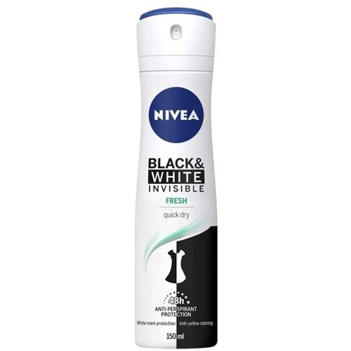 اسپری ضد تعریق زنانه نیوآ مدل Black And White Invisible Fresh حجم 150  میلی لیتر