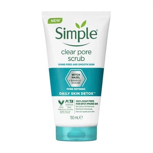 اسکراب لایه بردار پوست سیمپل مدل clear pore حجم 150 میلی لیتر