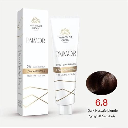 رنگ موی پالمور شماره 6.8 حجم 120 میلی لیتر رنگ بلوند نسکافه ای تیره