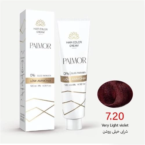 رنگ موی پالمور شماره 7.20 حجم 120 میلی لیتر رنگ شرابی خیلی روشن