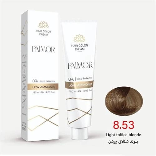 رنگ موی پالمور شماره 8.53 حجم 120 میلی لیتر رنگ قهوه ای شکلاتی روشن