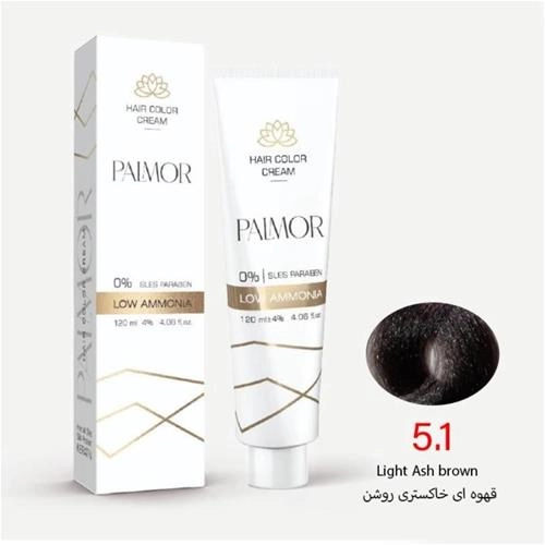 رنگ موی پالمور شماره 5.1 حجم 120 میلی لیتر رنگ قهوه ای خاکستری روشن