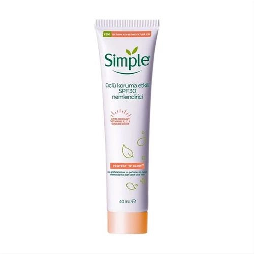 کرم ضد آفتاب بدون رنگ سیمپل مدل SPF30 محافظ UVB، مرطوب‌کننده، مناسب انواع پوست حجم 40 میلی‌لیتر