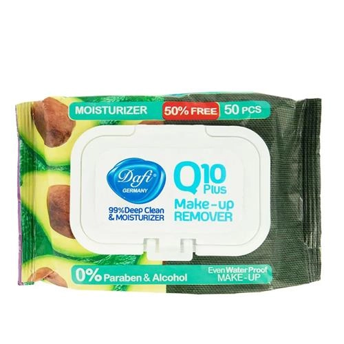 دستمال مرطوب پاک کننده آرایش Q10 عصاره آووکادو دافی