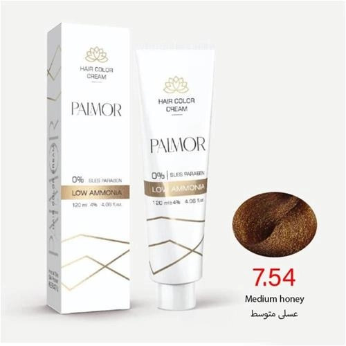 رنگ موی پالمور شماره 7.54 حجم 120 میلی لیتر رنگ عسلی متوسط