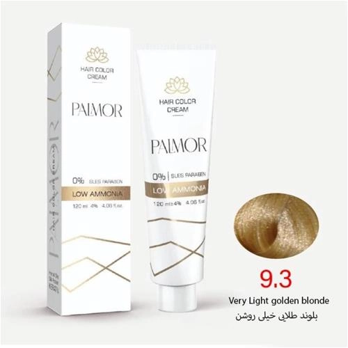 رنگ موی پالمور شماره 9.3 حجم 120 میلی لیتر رنگ بلوند طلایی خیلی روشن