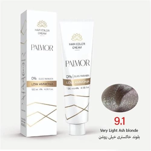رنگ موی پالمور شماره 9.1 حجم 120 میلی لیتر رنگ قهوه ای خاکستری خیلی روشن