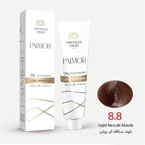 رنگ موی پالمور شماره 8.8 حجم 120 میلی لیتر رنگ بلوند نسکافه ای روشن