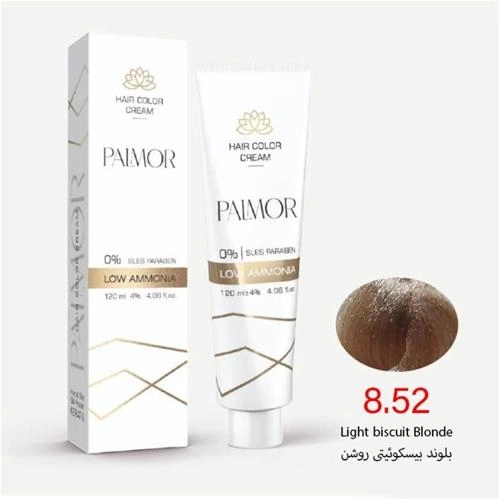 رنگ موی پالمور شماره 8.52 حجم 120 میلی لیتر رنگ بلوند بیسکویتی روشن