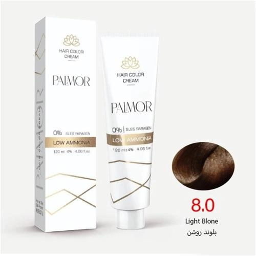رنگ موی پالمور شماره 8.0 حجم 120 میلی لیتر رنگ بلوند روشن