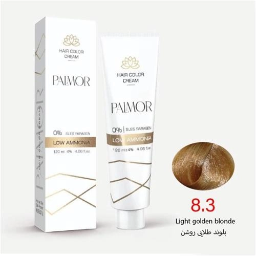 رنگ موی پالمور شماره 8.3 حجم 120 میلی لیتر رنگ بلوند طلایی روشن