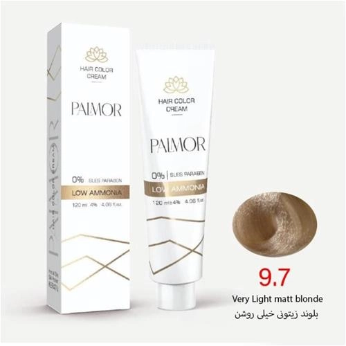 رنگ موی پالمور شماره 9.7 حجم 120 میلی لیتر رنگ بلوند زیتونی خیلی روشن
